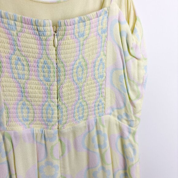 Aritzia Sunday Best Sundeh Yellow Retro Print Mini Dress XS - Picture 5 of 5